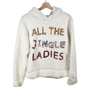 NWT It's Our Time All The Jingle Ladies Christmas Sweater Fleece‎ Hoodie Size M
